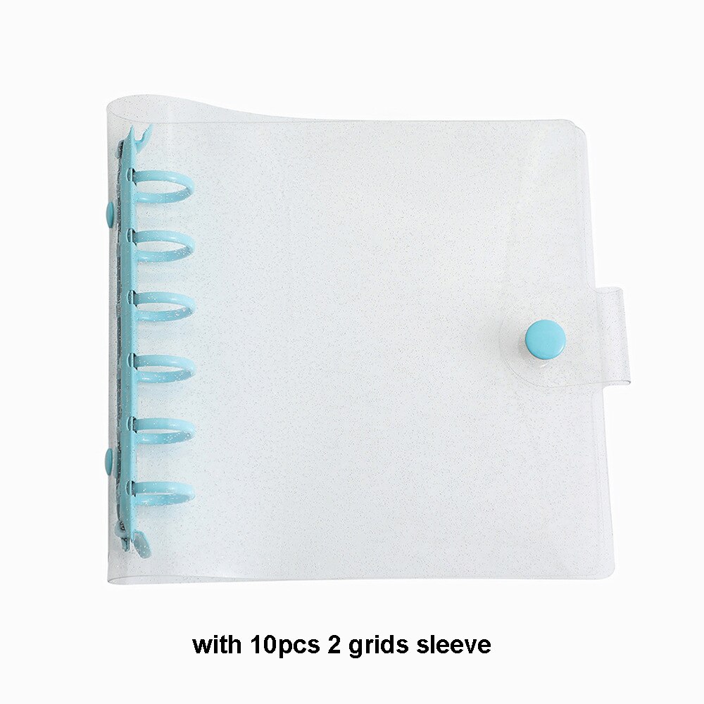 Square Loose Leaf Diary Notebook Photo Album 3 5 inch Photocard Holder DIY PVC Binder Goo Card Storage Book Korean Stationery: blue glitter