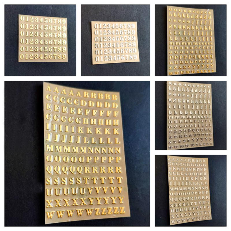 1 hoja de pegatinas de letras en inglés dorado 3D duraderas impermeables de PVC para fotos, álbumes, decoración, mayúsculas, alfanuméricas