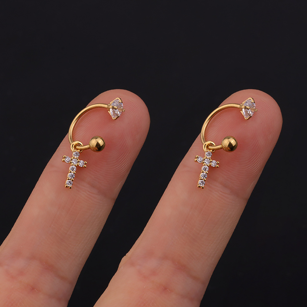 2 STUKS Rvs Star Crystal CZ Oorstekers Oorbellen Vrouwen Zilver Kleur Tragus Kraakbeen Helix Piercing Sieraden: Black Gun Plated