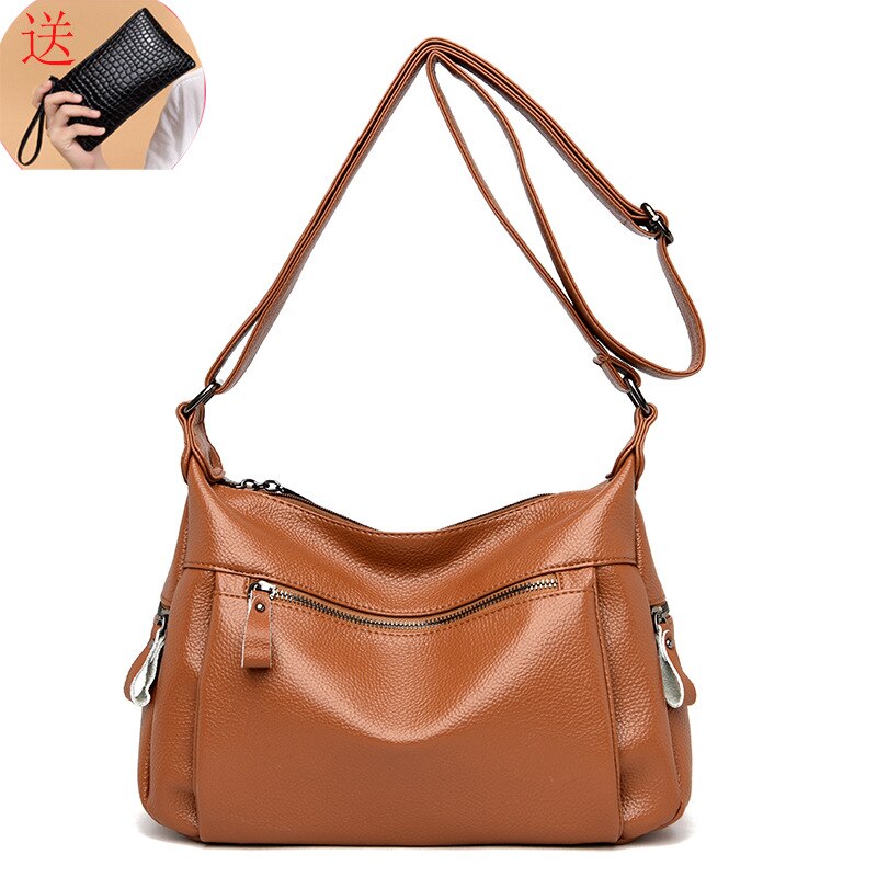 Koreaanse Leisure Een Schouder Messenger Bag Voor Vrouwen Zachte Lederen Tas Voor Middelbare Leeftijd En Oude Vrouwen: Yellow Palm Gift Bag