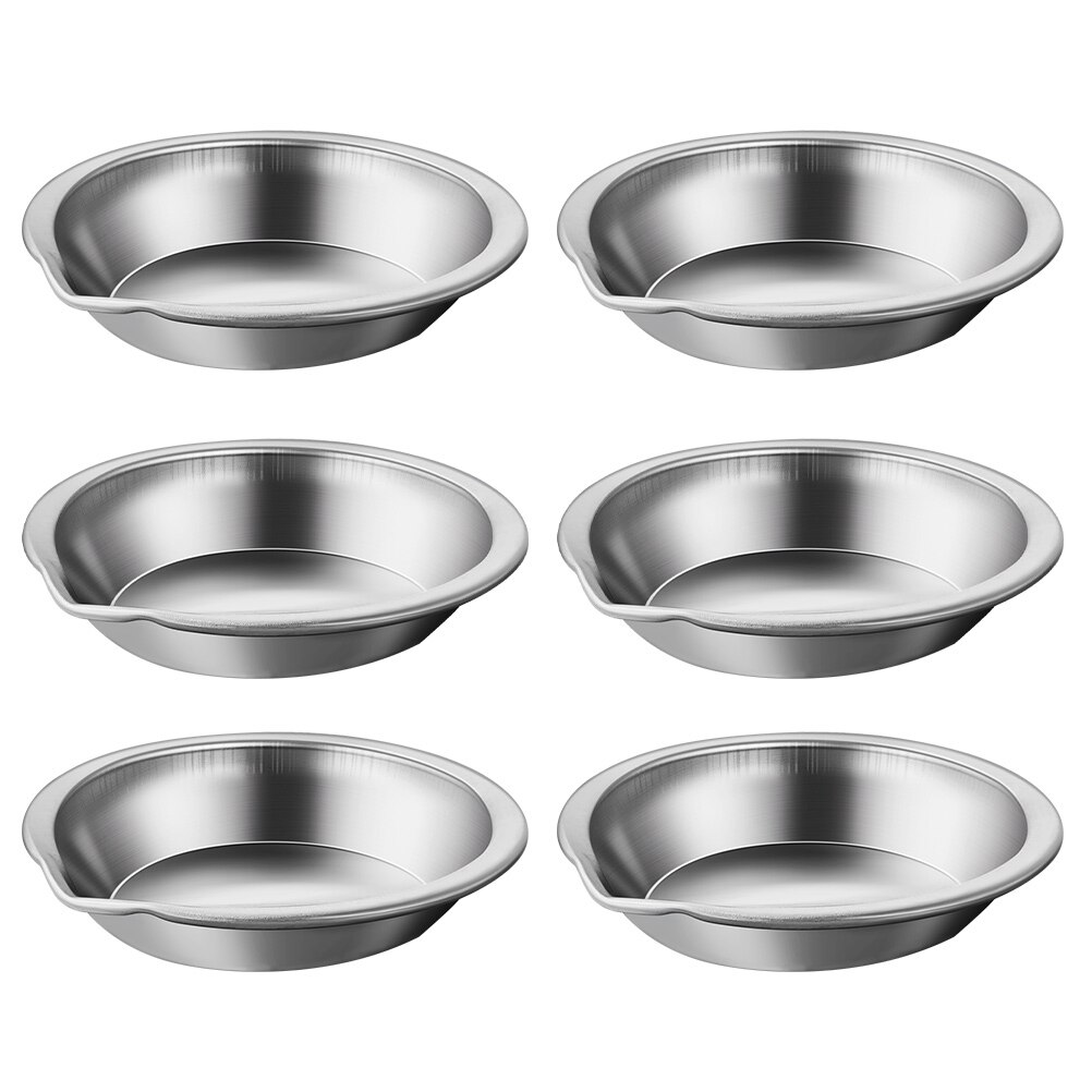6pcs Multi-function Painting Trays Stainless Watercolor Plates Reusable Painting Plates: Silver