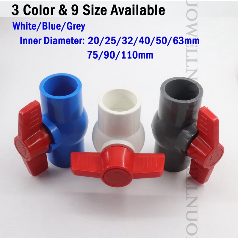 I.D 20~110mm PVC Pipe Socket Ball Valve Garden Irrigation Pipe Coupler Adapter Aquarium Fish Tank Pipe Fittings PVC Ball Valve