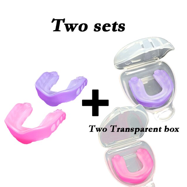 Adults Mouth Guard sports safety soft silicone tooth guard for taekwondo taekwondo boxing: pink and purple