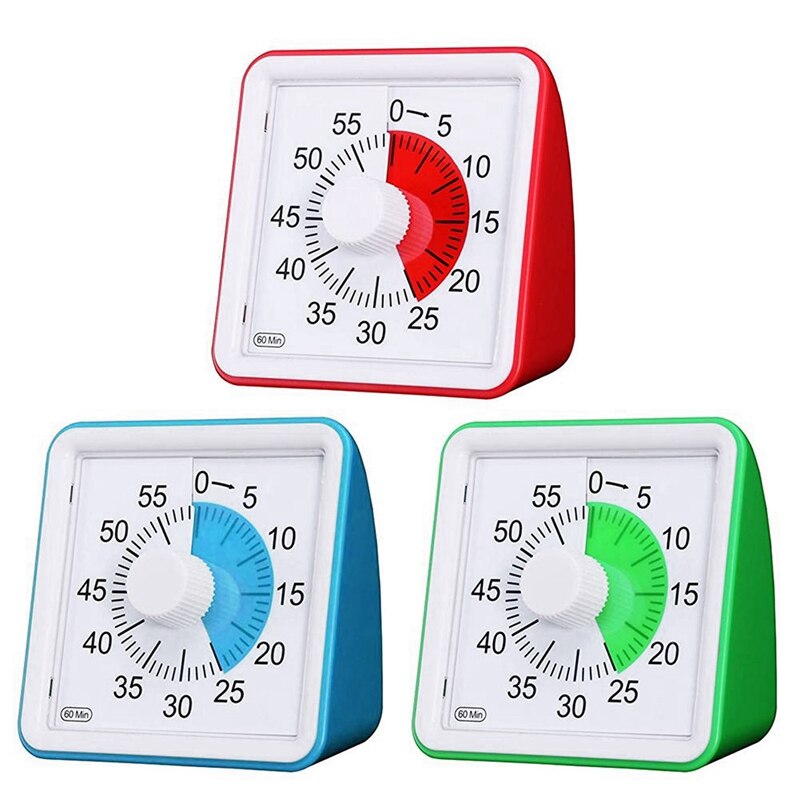 60 Minute Silent Timer Management Tool for Classroom Conference Countdown for Children and Adults (Red)