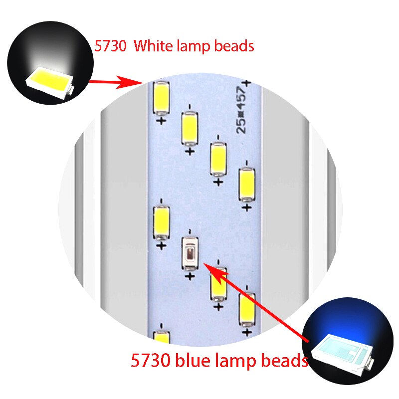 Aquarium Water Aquarium 20-60Cm Water Tank Led Verlichting, wit En Blauw Licht Ultra-Dunne Telescopische Vis Tank Beugel Lichten