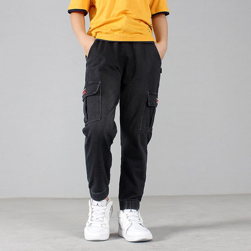freundlicher Kausalen Jeans Hosen Frühling Herbst freundlicher betroffen Fracht Denim Hosen Hosen Für Jugendliche Jungen 110-160 CM Tragen cyf774