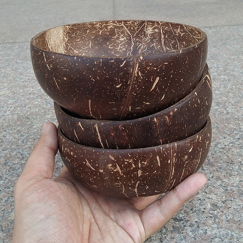 Bol en noix de coco naturelle importé du Vietnam, fait à la main, artisanat exquis adapté à la consommation de salade de fruits, vaisselle domestique