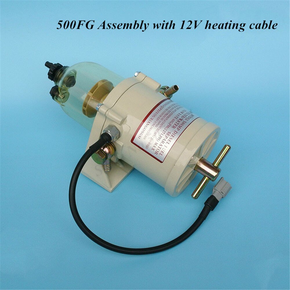 Fuel Filter 500FG Diesel Engine Racor Filter 500FH Fuel Water Separator With cartridge 2010PM Heating tube 12V/24V Heater+Joint: 500FG with 12V wire