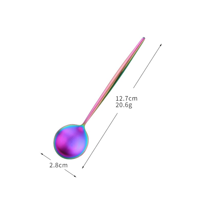 4 stk / mye 18/0 rustfritt stål ts spiseskje bestikk sett mini kaffeskje bestikk sett er teskjeer middag te skjeer sett: 4 regnbue
