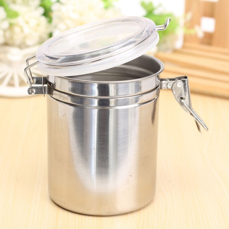 Stainless Steel Airtight Sealed Canister Coffee Bean Flour Tea Container Jar Box S-XL size: L 100X125mm