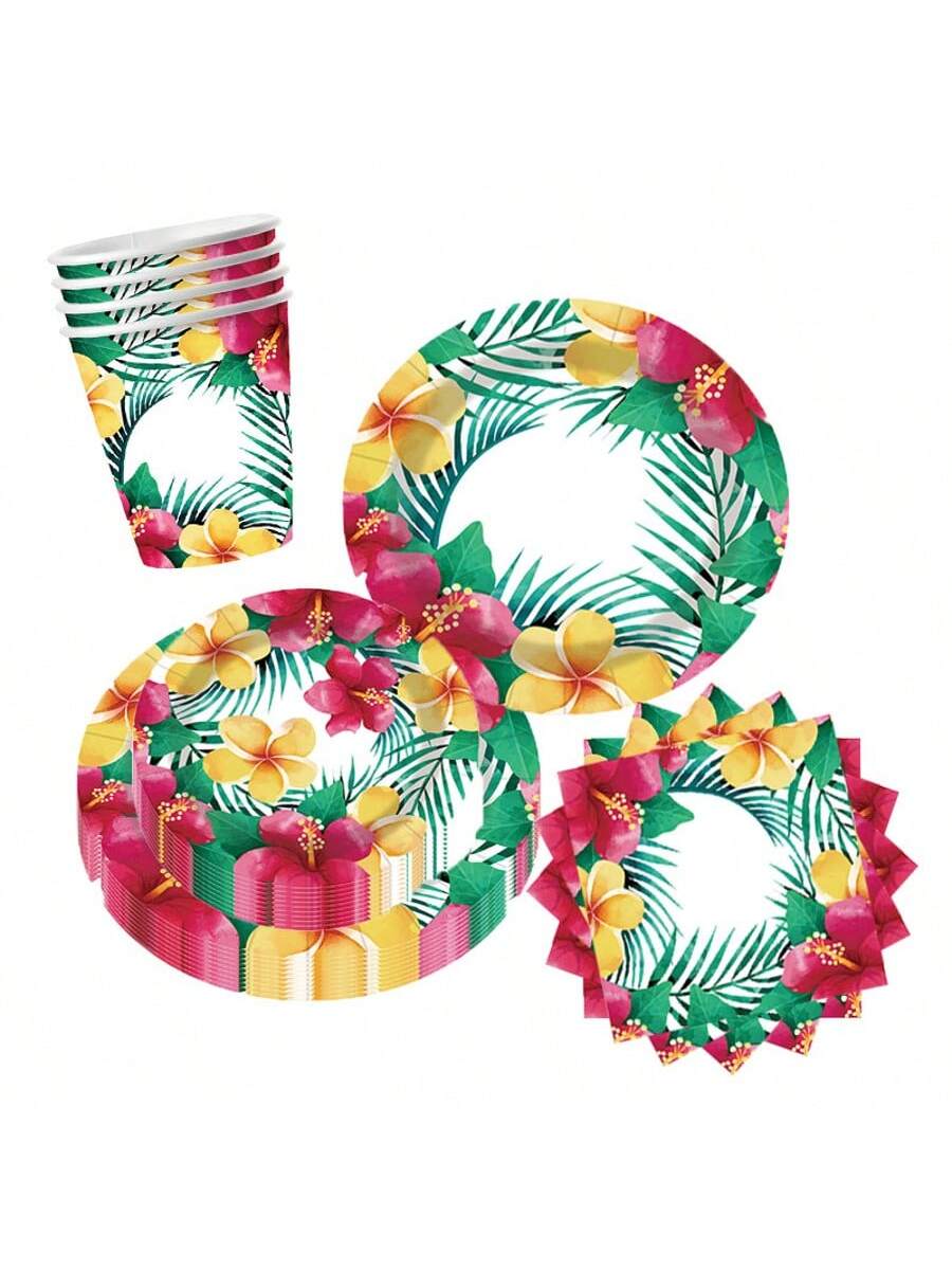 Tropisk stil blomsterfest servise engangstallerken kopp papirhåndkle servise vind