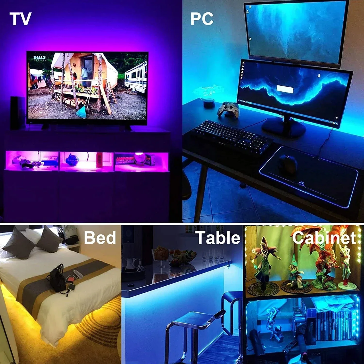Tira de luces LED RGB 5050 aplicación Bluetooth Control remoto IR USB 1M 2M 3M 4M 5M 10M 15M 20M 25M 30M Festival Deco retroiluminación para el hogar