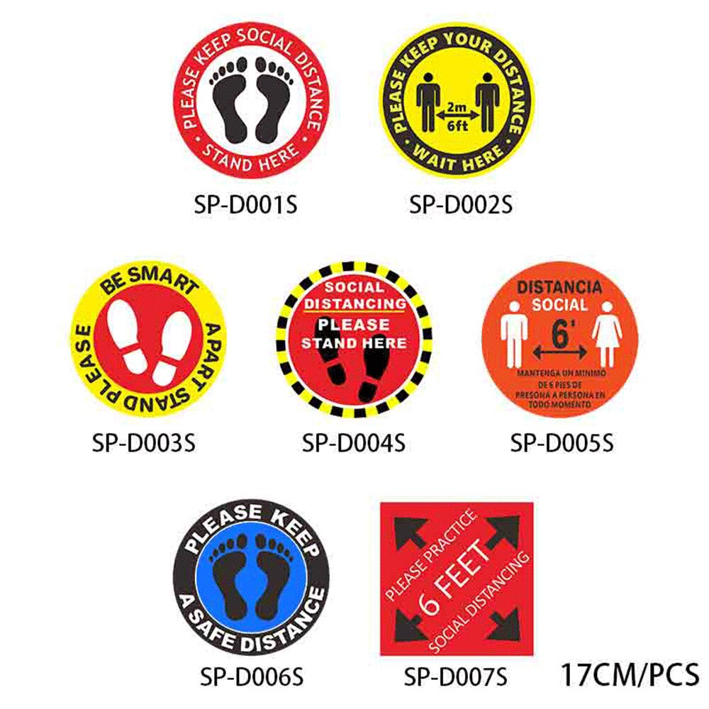 Social Distance Floor Stickers Non-Slip Waterproof Self Adhesive Floor Signs Stickers for Hospital Shopping Malls Bathroom Publi