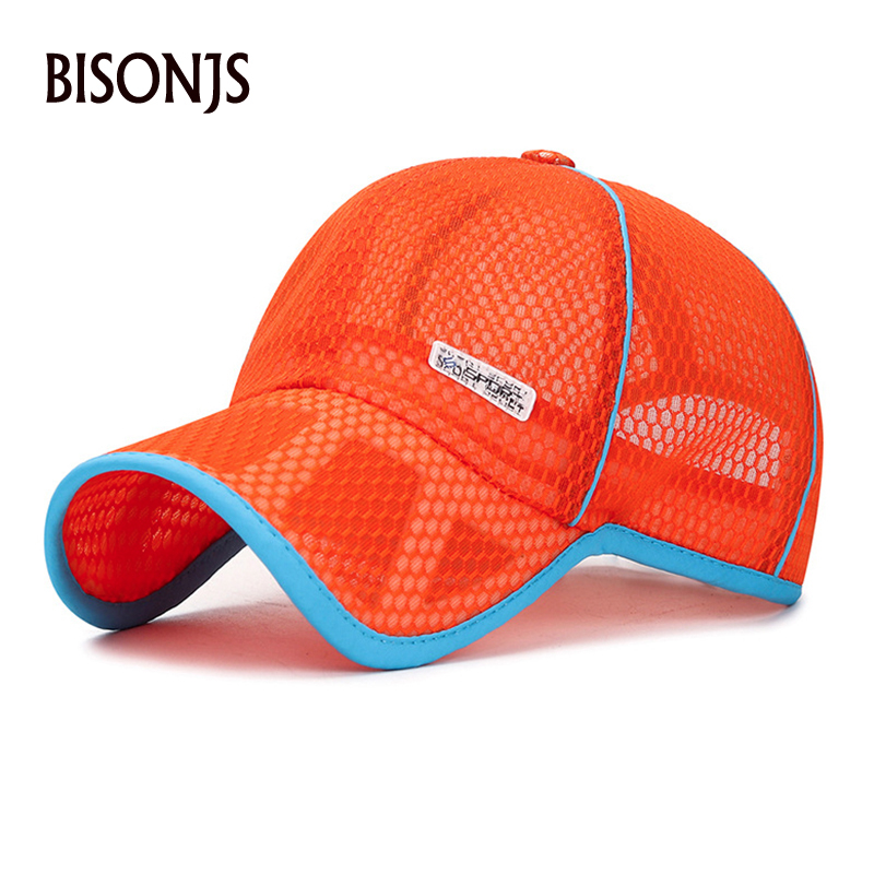 Bisonjs fritid alsidigt mesh unisex baseballcaps ventilation solhatte til børn egnet udendørs rejse afslappet komfort