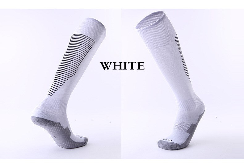 Adult Kids Sports Soccer Socks Color Stripe Long Stocking Knee High Football volleyball breathable Children Sock: white / for kids size