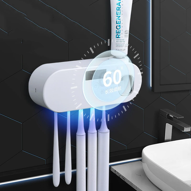 UV-Zahnbürsten-Sterilisator, Bürstenhalter, 2-in-1, wiederaufladbare Zahnbürste, Bakterien, Tötung, Desinfektionsbox, Maschine zur Wandmontage