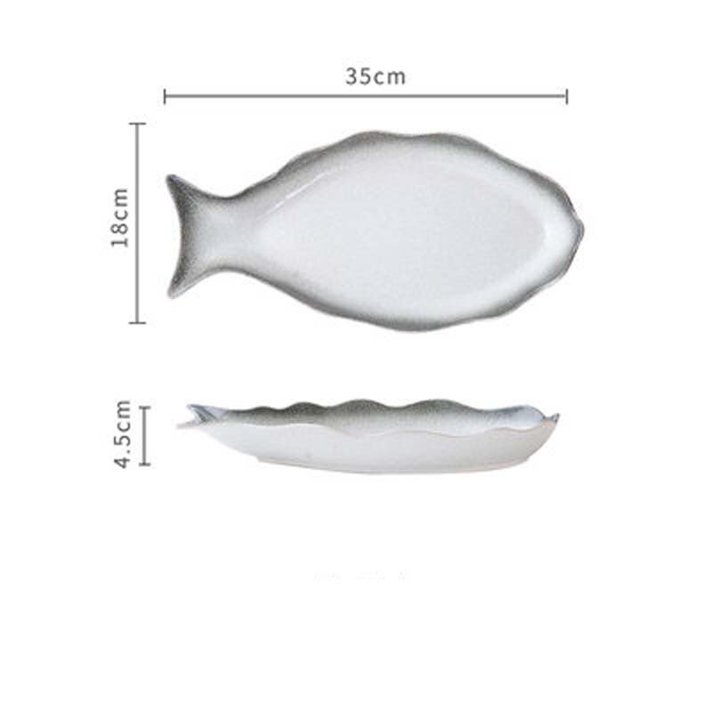 FANCITY Fish Plate Ceramic Steamed Fish Plate Fish Plate Home Japanese Net Red Plate Large Year Fish Plate: 3