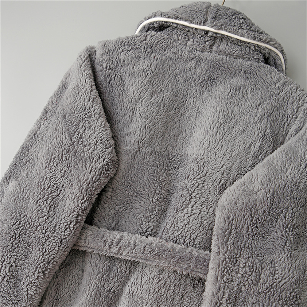 Flanell nattøy høst vinter varm nattkjole morgenkåpe langermet belte korall fløyel loungewear morgenkåpe