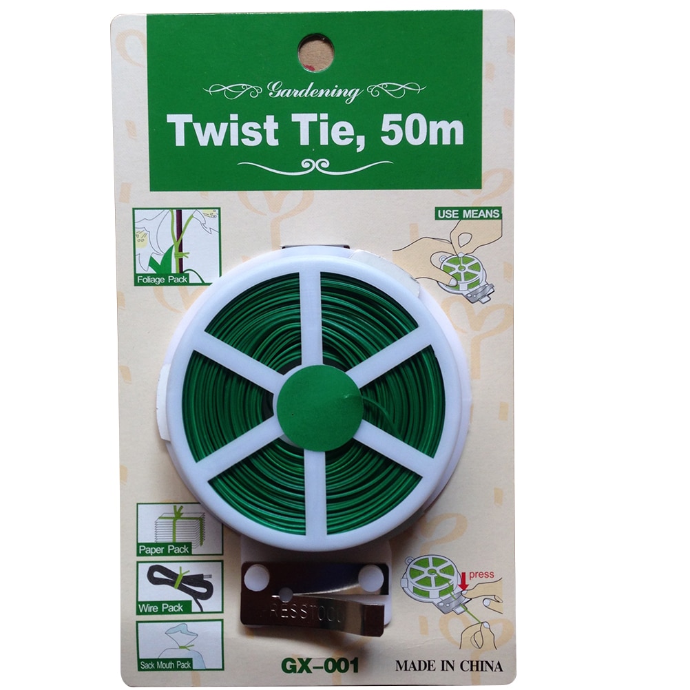 BESTOYARD 50m Plastic Coated Iron Wire Twist Ties Garderning Wrap Cable Ties