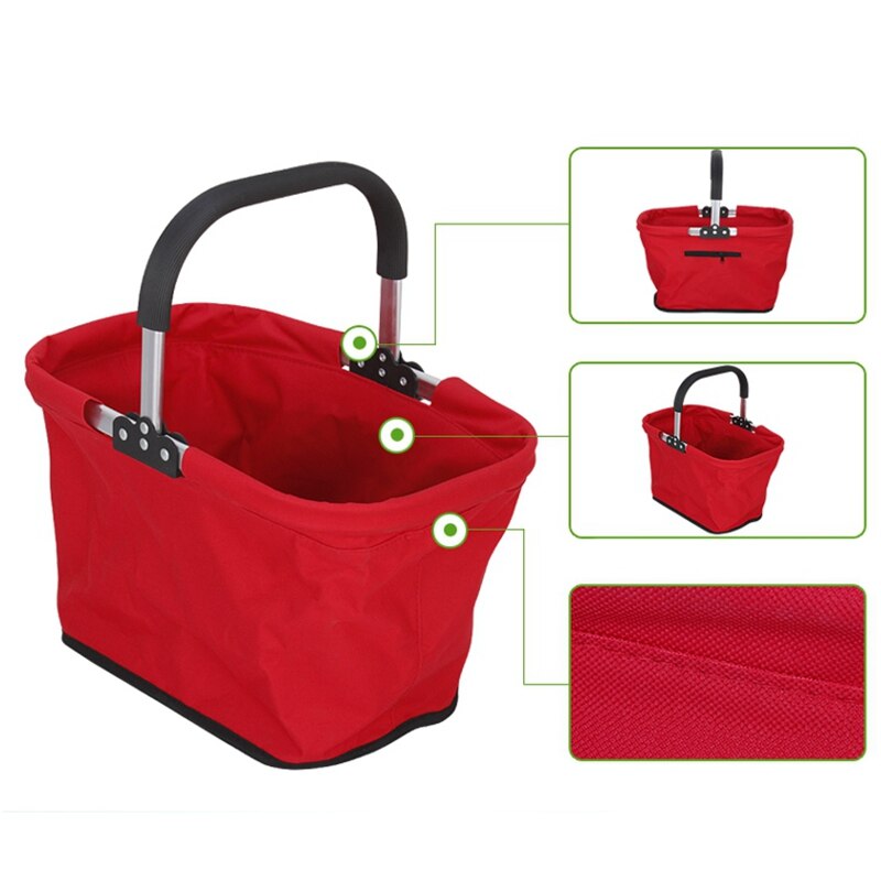Shopping Basket Folding Portable Shopping Basket Storage Fruit Basket Picnic Basket