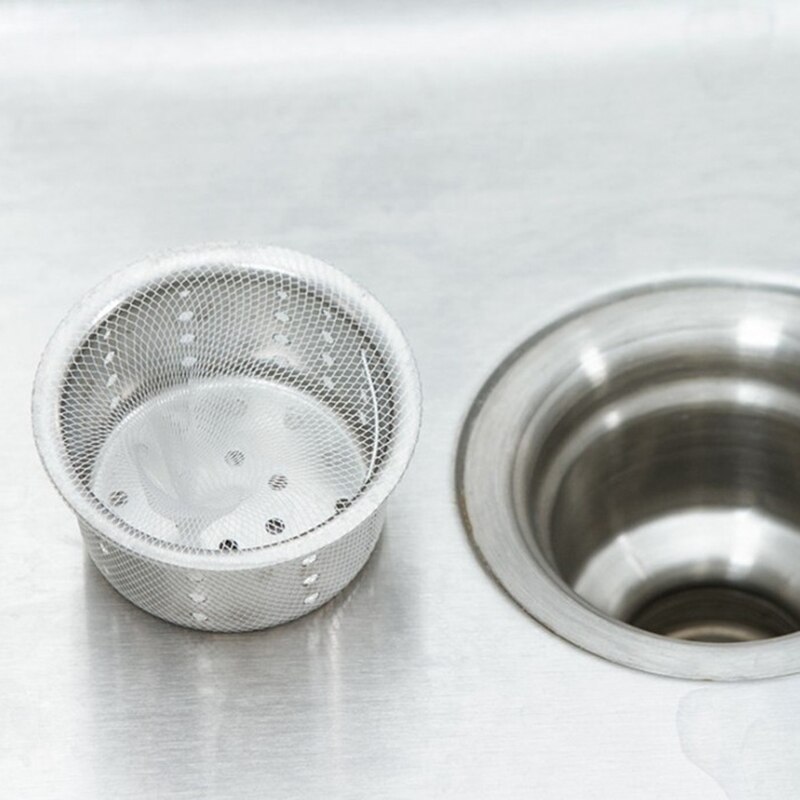Household 100 Drain Hole Sink Basket Disposable Garbage Bag &Clip Trash Bag