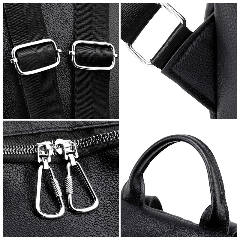 Dames PU Leren Rugzak - 20-35L Reistas Mochila - Zachte Handgreep, Ritsluiting