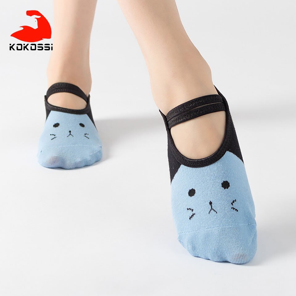 KoKossi de Yoga-Calcetines de algodón con cordones, antideslizantes, de PVC, cómodos, suaves, respetuosos con la piel, transpirables e inofensivos: 04