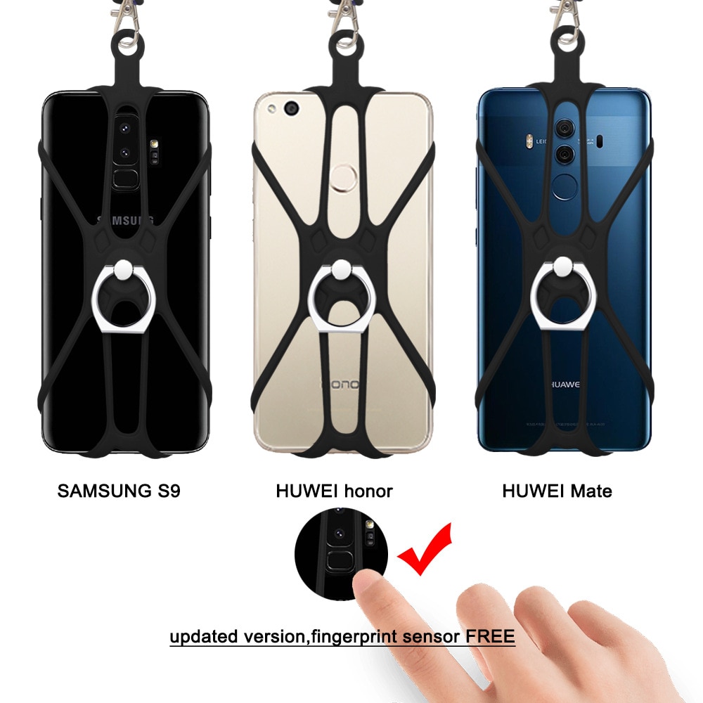 Lanière universelle pour téléphone portable doigt porte-anneau sangle de sport anneau de téléphone Mobile en Silicone Anti-perte lanière poignée cou chaîne