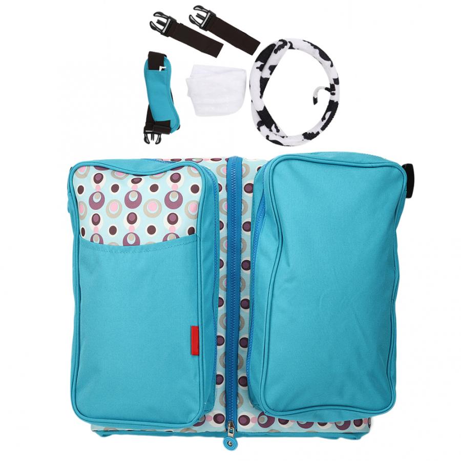 Insular-cama de viaje portátil para bebé, cunas plegables con mosquitera, bolsa de pañales de mamá, bolsas para lactantes multifunción: Azul