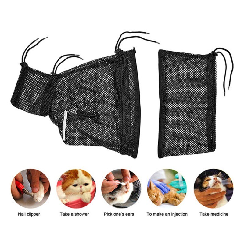 Cat Grooming Washing Bags Mesh Cat Bath Clean Bag No Scratching Bite Restraint Cat Supplies Nail Cutting Bags
