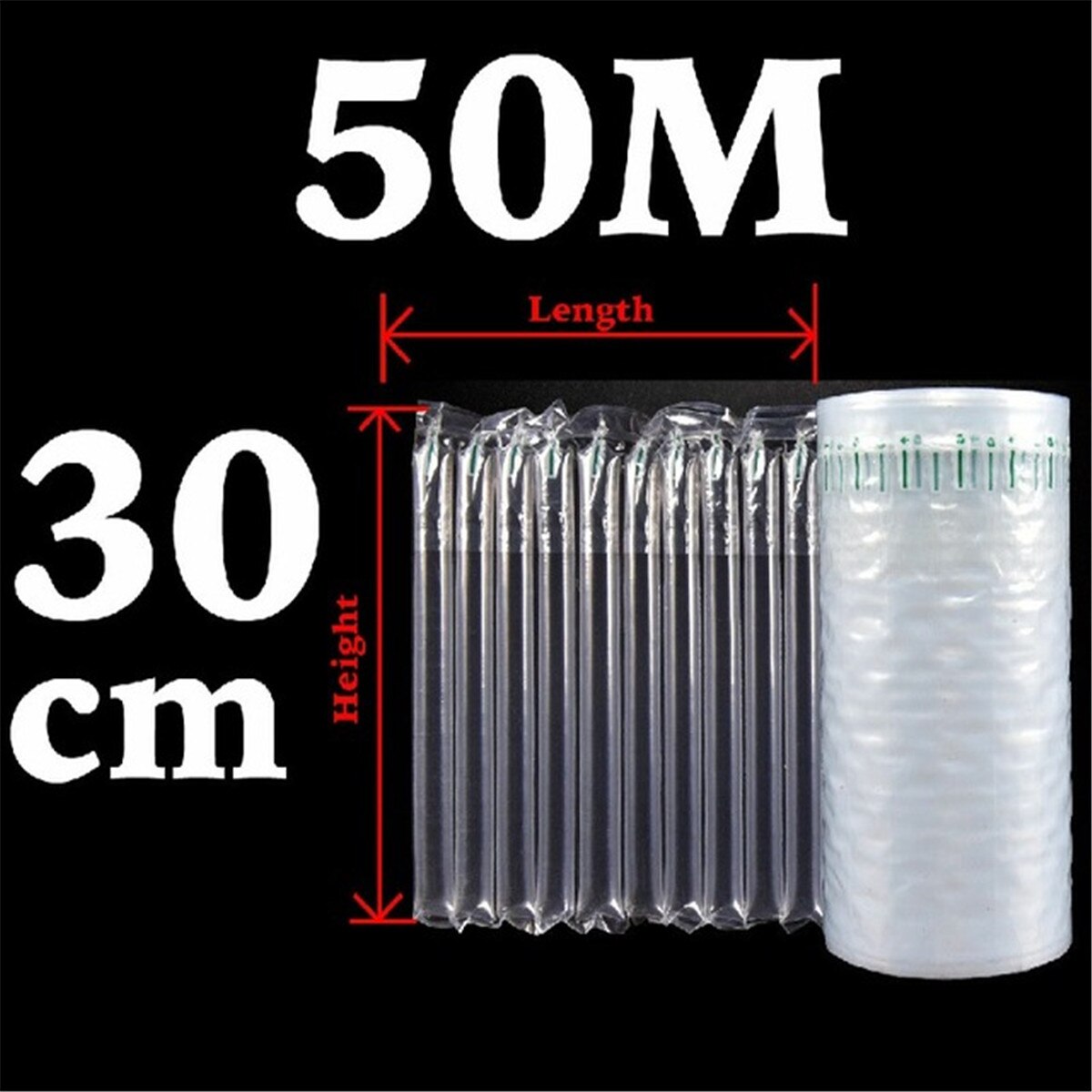 Tampon d'air gonflable 50M, emballage plastique, remplissage de bosse, colonne d'air, sac à bulles de protection Anti-choc de pression, sacs de courrier Express: 30cm x 50m