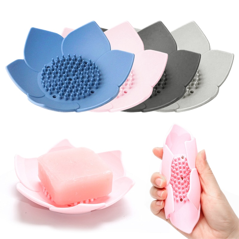 flexibel Silikon Platten Lotus Blume Dusche Schlecht Tablett Seife Kasten Seifenschale Lagerung Ablauf Seife Halfter Seife Sparer Schlecht Spielereien