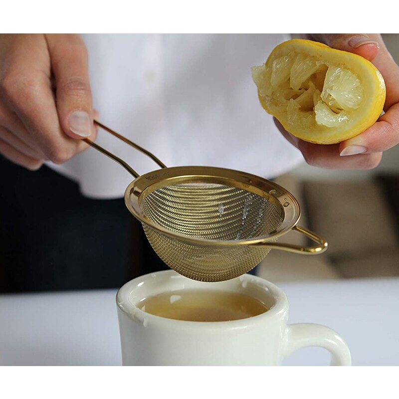Edelstahl Gold Zucker Kaffee Gittergewebe Separaten Öl Sieb Mehl Sichter Siebe Filter Küche Kuchen Werkzeug