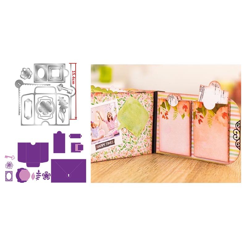 Mini tasku kehykset albumit vesiputous kortit välilehdet sivut metallin leikkaus kuolee diy scrapbooking käsityö paperikortteja: Kuva 7