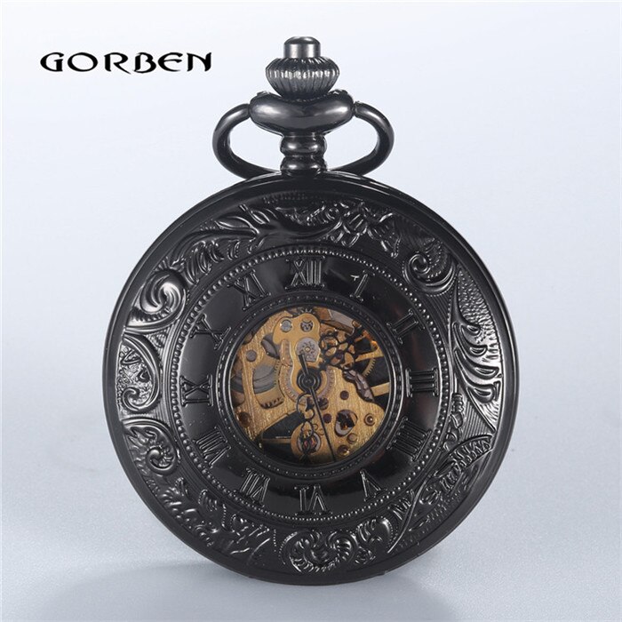 Lichtgevende Mechanische Zakhorloge Steampunk Vintage Hollow Cover Analoge Skeleton Hand Winding Mechanische Zakhorloge voor Mannen: P402