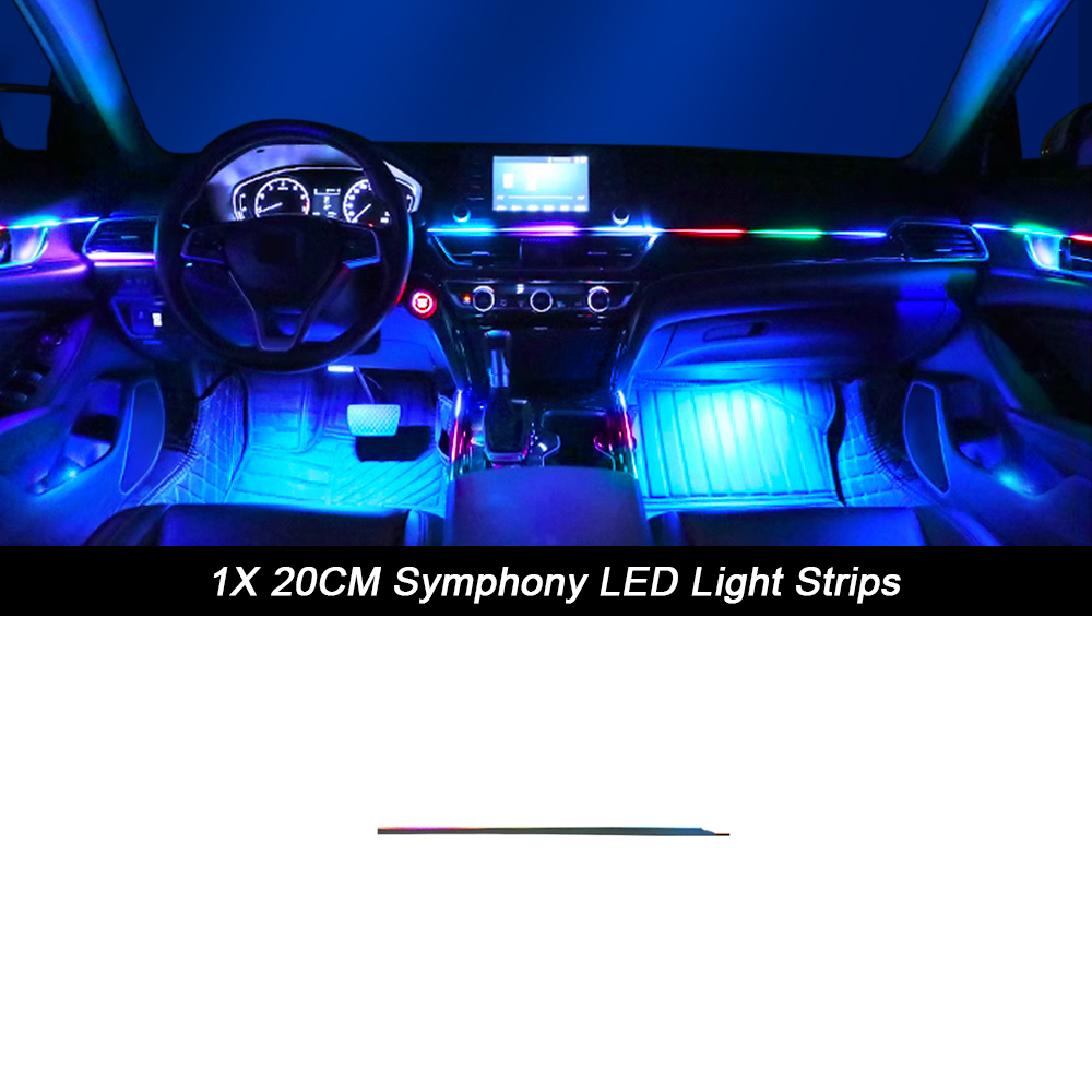 Piezas de luz ambiental para coche LED sinfónico a todo Color 18 en 1, accesorios de repuesto, tiras acrílicas de 64 colores, 110cm, 90cm, 75cm, 35cm y 20cm: 3000 K de oro