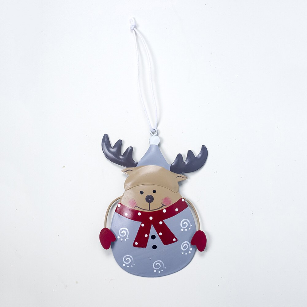Mooie Geschilderd Ijzeren Sneeuwpop Elanden Kerstman Opknoping Hanger Xmas Kerstboom Toppers Ornamenten Home Decoratie