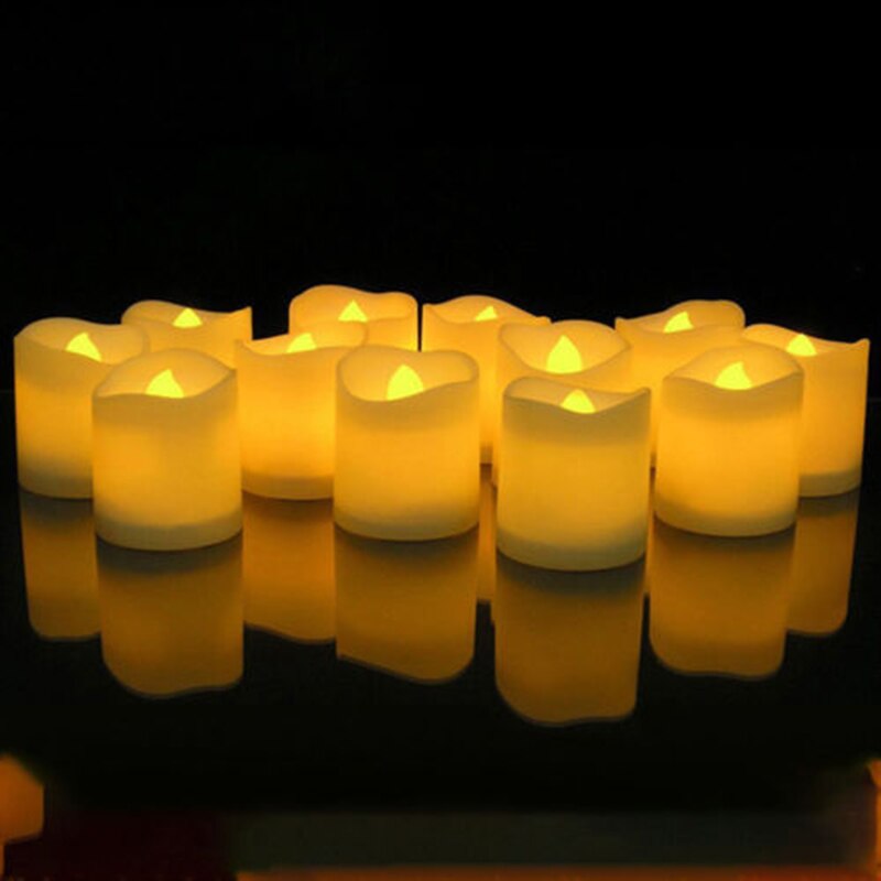 12 pcs/pack Flickering Flameless LED Tea light Flicker Tea Candle Light Birthday Party Wedding Candels Safety Home Decoration