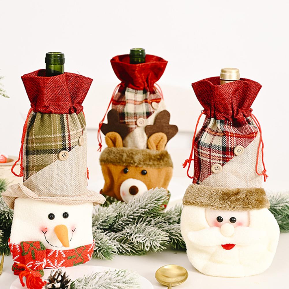 Kerst Decoraties Voor Huis Kerstman Wijnfles Cover Sneeuwpop Kous Houders Kerstcadeau Navidad Decor Jaar