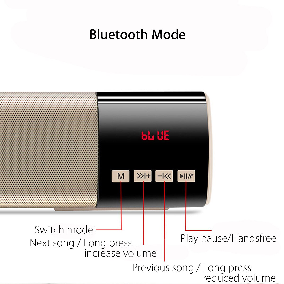 Hjemme-tv pc bluetooth soundbar høyttaler bærbar trådløs subwoofer 3d surroundhøyttalere hifi støtte fm radio klokke tf usb