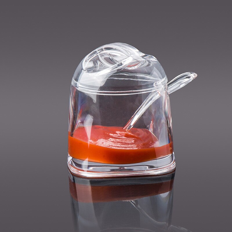 Kitchen Jam Bottle Honey Bottle Kitchen Condiment Candy Jars Storage Container Durable Acrylic Sauce Box Transparent Jam Bottles: Transparent
