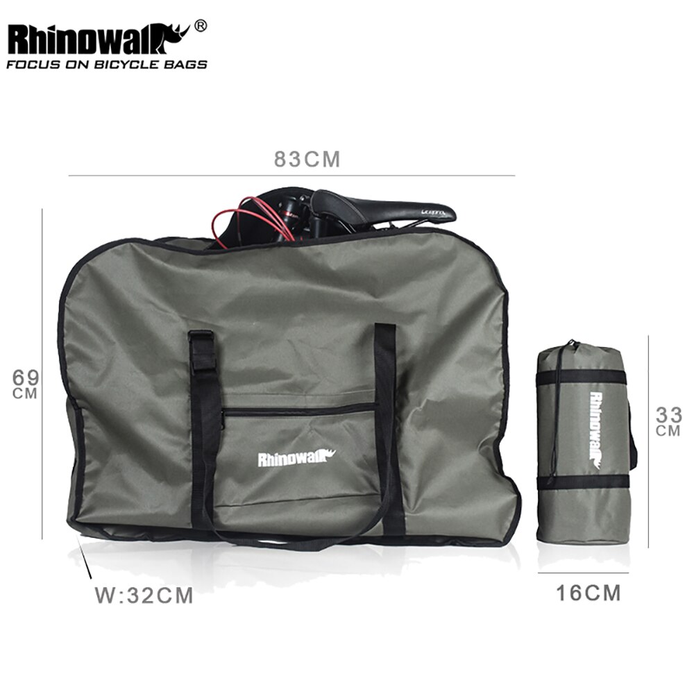 Rinocalk 14-20 pollici borsa da trasporto pieghevole per bici pieghevole borsa da trasporto pieghevole per biciclette accessori per bici portatili impermeabili: RK20-verde