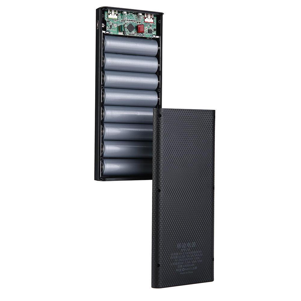22,5 W carga rápida inalámbrica 21700 caja de almacenamiento de batería QC PD 8*21700 caja de banco de energía desmontable sin batería