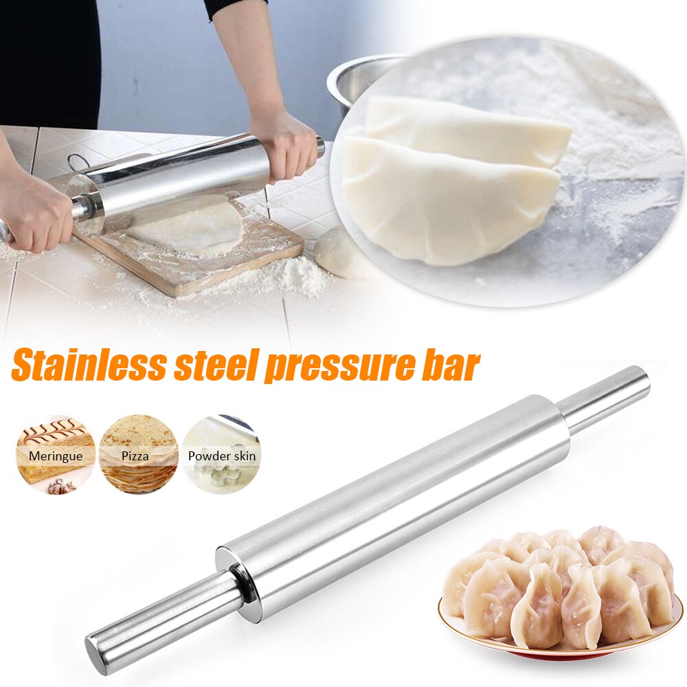 Stainless Steel Rolling Pin Non-Stick Pastry Dough Roller Bakeware Pizza Noodles Cookie Pie Making Baking Tools Kitchen Utensil