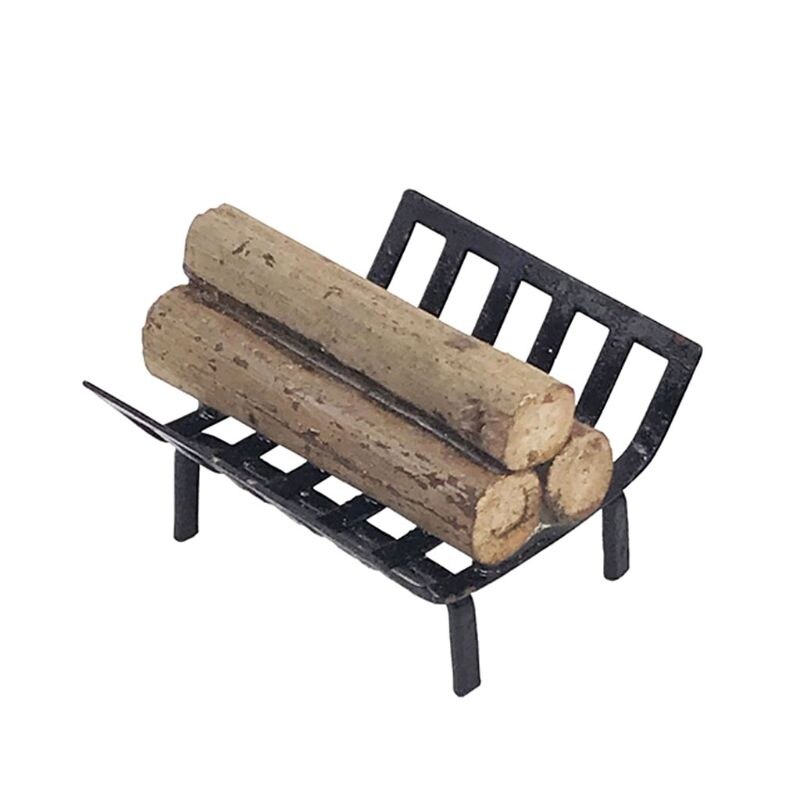 1/12 Dollhouse Miniature Furniture Metal Rack with Firewood for Fireplace Living Room Decor Collection QX2D