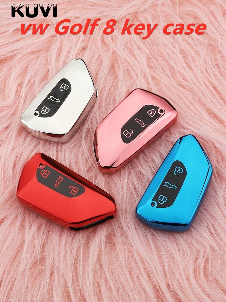 Blød tpu bil fjernbetjening nøgle cover til vw volkswagen golf 8 mk8 skoda octavia 3 knap smart key protecto shell tilbehør
