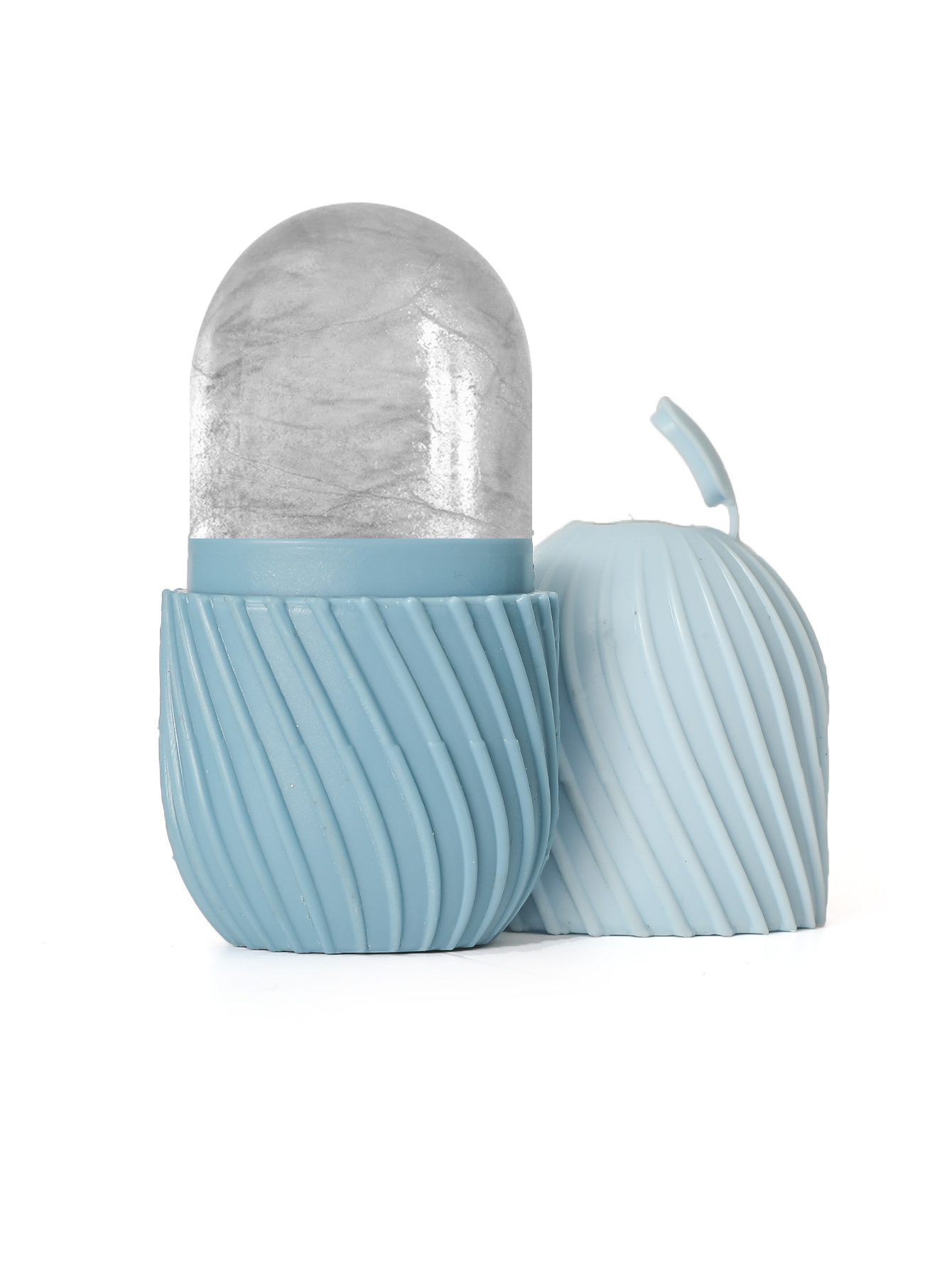 Rodillo Facial de hielo, cubo de hielo, masaje de belleza, molde de hielo de silicona para hinchazón de ojos, rodillo Facial de hielo, reduce los poros: Plata