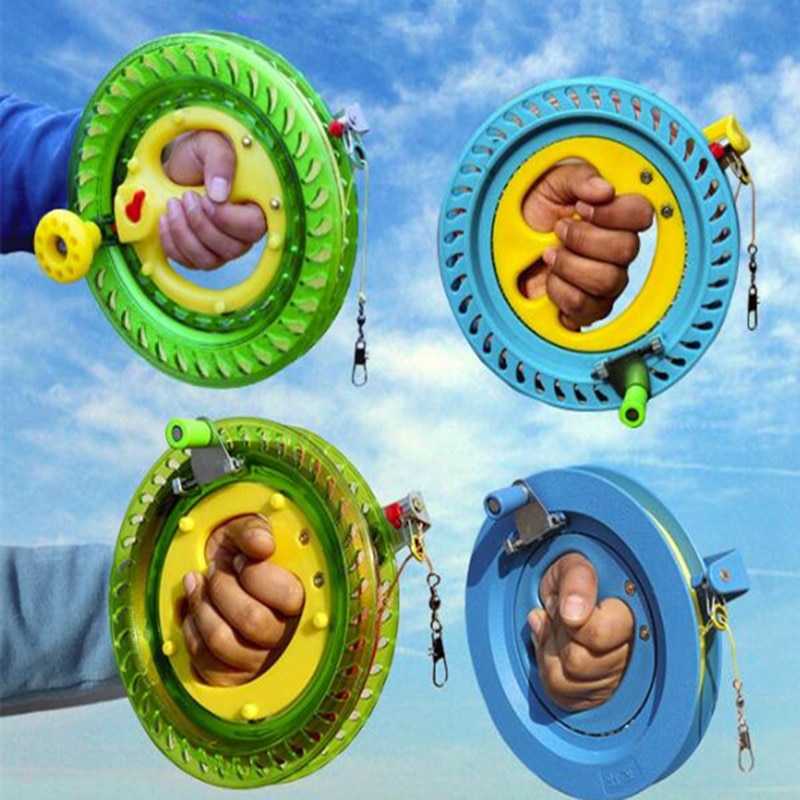 Vliegerhaspel opwinder vuurwiel touw vlieger handvat gereedschap gedraaid touw lijn buiten ronde blauwe grip voor vlieger accessoires 200m