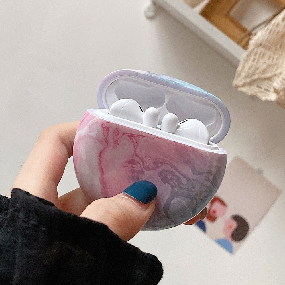 Marble Pattern Earphone Case Funda For Huawei Freebuds 3 Case Shookproof Wireless Charging Bax Cover for Free Buds 3 Cases Coque: C