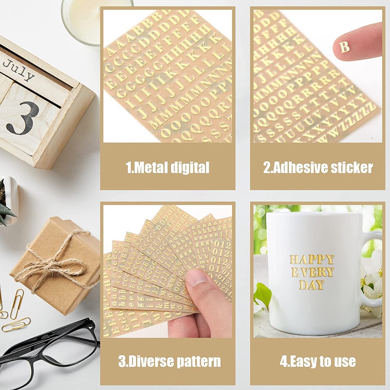 Pegatinas de letras pequeñas para números, autoadhesivas, prácticas, 18 hojas